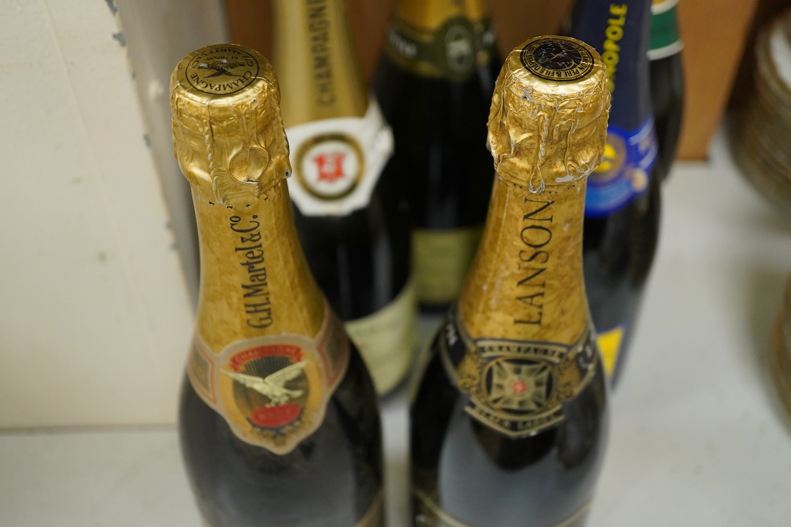 Six various bottles of Champagne to include Monopole, Lanson Black Label and G H Martel & Co